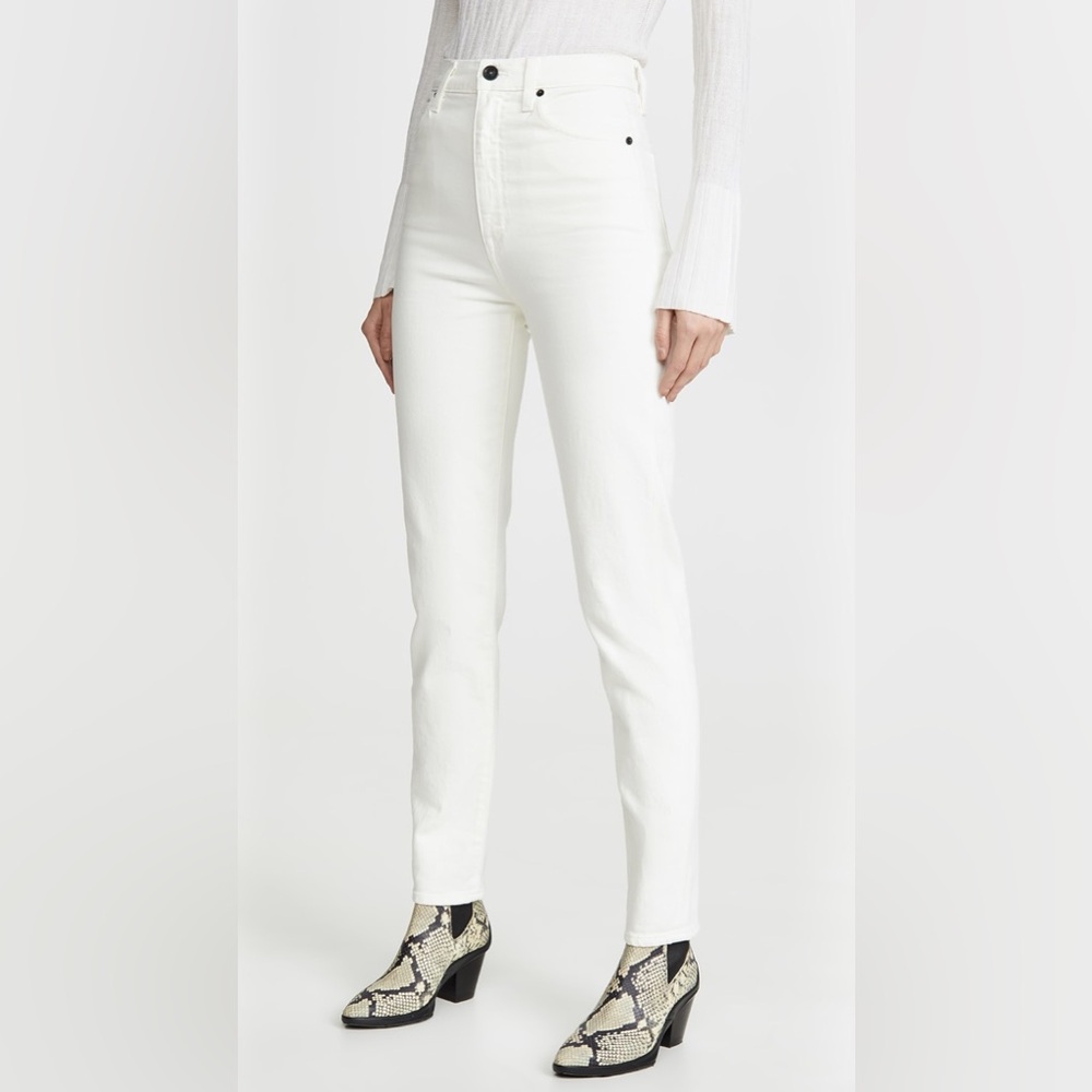 SLVRLAKE Beatnik High Rise Slim Straight White Jeans Size 25 Made in USA